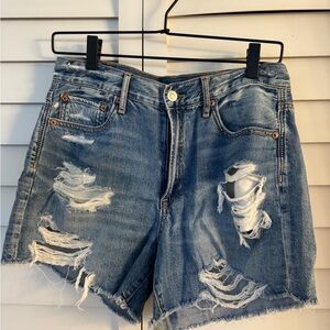 American Eagle Outfitters Blue Distressed Jean Shorts